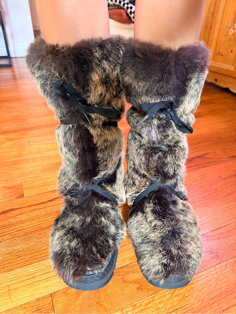 Bebe Rabbit Fur Women's Winter Boots - Brown